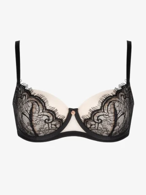 Biustonosz damski miękki na fiszbinach z czarnej koronki - Yvonne POUPEE