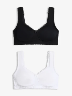 Biustonosz minimizer typu T-shirt bez fiszbinów z bawełną organiczną (2 szt.) BonPrix czarny