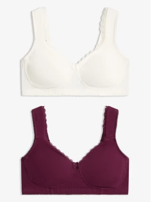 Biustonosz minimizer typu T-shirt bez fiszbinów z bawełną organiczną (2 szt.) BonPrix fioletowy