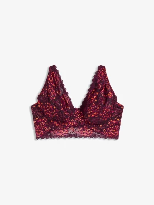 Biustonosz minimizer z delikatnej koronki BonPrix czerwony