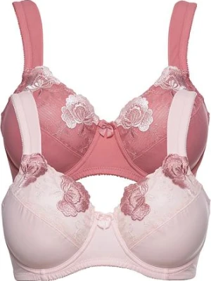Biustonosz minimizer z wyściełanymi ramiączkami (2 szt.) BonPrix różowy