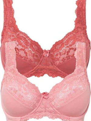 Biustonosz minimizer z wyściełanymi ramiączkami (2 szt.) BonPrix różowy