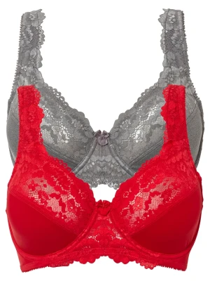 Biustonosz minimizer z wyściełanymi ramiączkami (2 szt.) BonPrix czerwony