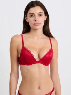 biustonosz n.2 - push-up z głębokim dekoltem z haftowanymi detalami Etam