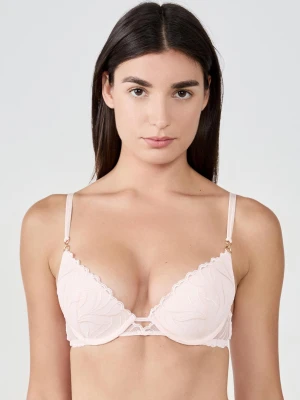 Biustonosz nr 2 - Push-up z głębokim dekoltem w kwiatową haftowaną koronkę Etam