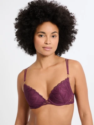 Biustonosz nr 2 - Push-up z głębokim dekoltem w kwiatowy haft Etam