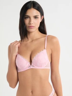 Biustonosz nr 2 - Push-up z głębokim dekoltem z haftem w serduszka Etam