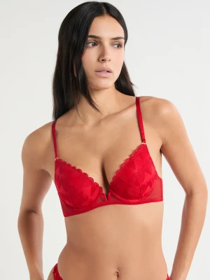 Biustonosz nr 2 - Push-up z głębokim dekoltem z haftem w serduszka Etam