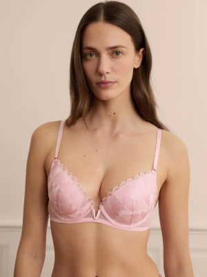 Biustonosz nr 2 - Push-up z głębokim dekoltem z haftem w serduszka Etam