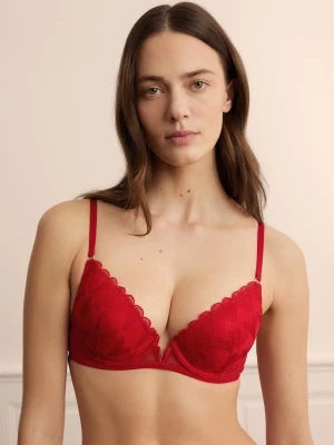 Biustonosz nr 2 - Push-up z głębokim dekoltem z haftem w serduszka Etam