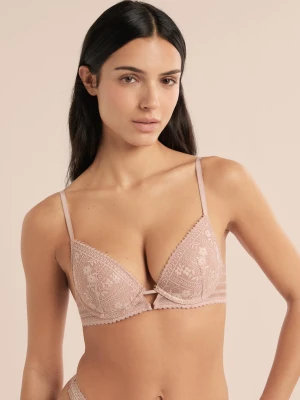 Biustonosz nr 2 - Push-up z głębokim dekoltem z opalizującej koronki Etam