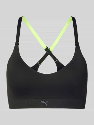 Biustonosz o trójkątnym kształcie z logo i skrzyżowanymi ramiączkami Puma
