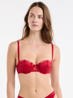 Biustonosz push-up balkonetka z tiulu i satyny Etam