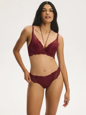 Biustonosz push-up MISTLETOE z odpinaną ozdobną wstążką Esotiq czerwony