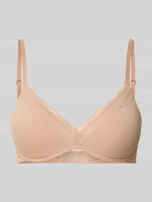 biustonosz push up o kroju slim fit z obszyciem koronką model 'Go Blush' Sloggi Beżowy
