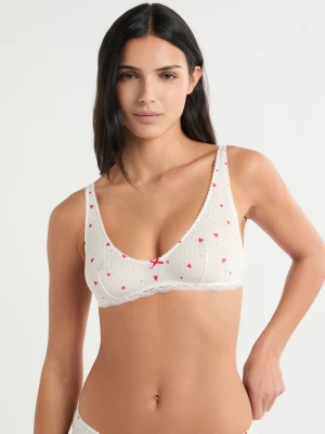 Biustonosz sportowy z dzianiny pointelle w serduszka Etam