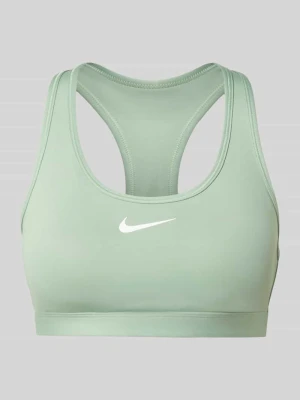 Biustonosz sportowy z nadrukiem z logo model 'Swoosh' Nike Khaki