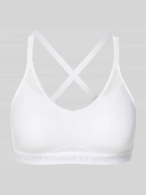 Biustonosz sportowy z napisem z logo model 'UA Crossback Low Bra' Under Armour Biały