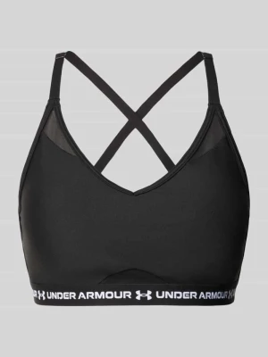 Biustonosz sportowy z napisem z logo model 'UA Crossback Low Bra' Under Armour Czarny