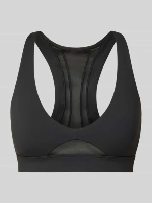 Biustonosz sportowy z półprzezroczystymi wstawkami model 'Pureluxe' Fabletics Czarny