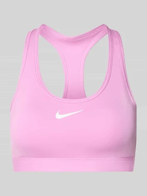 Biustonosz sportowy z tyłem o kroju bokserki Nike Mocnoróżowy