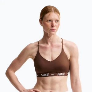 Biustonosz treningowy damski Nike Dri-Fit Indy Light Support cacao wow Brązowy