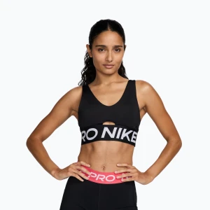 Biustonosz treningowy Nike Pro Indy Plunge black/white/white