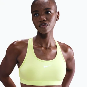 Biustonosz treningowy Nike Swoosh Medium Support light lemon twist / stone mauve / white Żółty