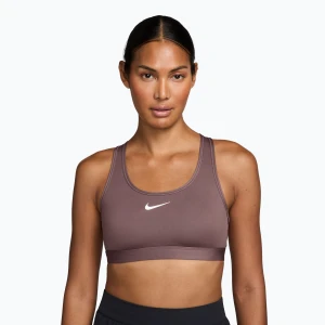 Biustonosz treningowy Nike Swoosh Medium Support tatto / white Fioletowy