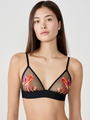 Biustonosz trójkątny bez fiszbin z haftem Etam