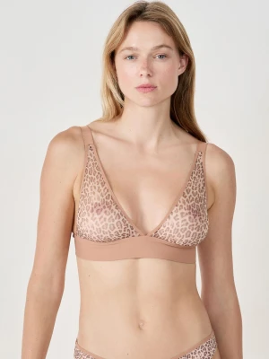 Biustonosz trójkątny bez fiszbinów z tiulu w cętki lamparta Etam