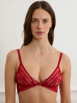 Biustonosz trójkątny z koronki i wiązaniami Etam