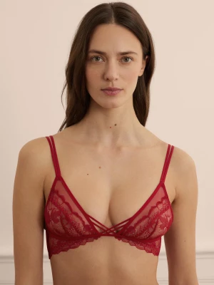 Biustonosz trójkątny z koronki i wiązaniami Etam