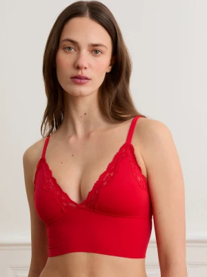 Biustonosz trójkątny z mikrofibry ze szczegółami z koronki Etam