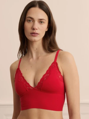 Biustonosz trójkątny z mikrofibry ze szczegółami z koronki Etam