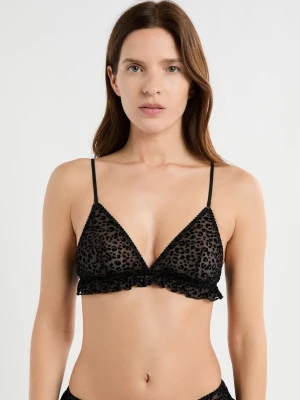 Biustonosz trójkątny z tiulu w panterkę Etam