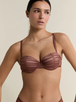 Biustonosz typu Balkonetka z cienkimi miseczkami z tiulu Etam