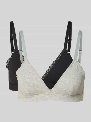 Biustonosz typu bralette z mieszanka bawełny w zestaw 2 szt. model 'MC Lace Triangle' Calvin Klein Czarny
