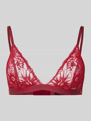 Biustonosz typu bralette z trójkątnymi miseczkami i półprzezroczystym wzorem z koronki Tommy Hilfiger Czerwony