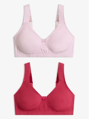 Biustonosz typu T-shirt optycznie zmniejszający biust, bez fiszbinów, z bawełną organiczną (2 szt.) BonPrix fioletowy