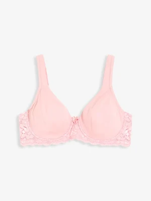 Biustonosz typu T-shirt z wyściełanymi ramiączkami BonPrix różowy