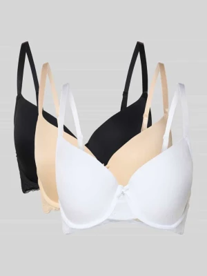 biustonosz w koszulkowym stylu z ozdobną kokardą w zestaw 3 szt. Dorina