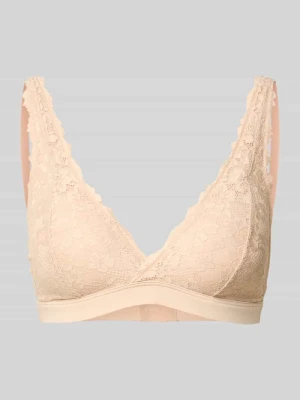 Biustonosz w kroju slim fit z kwiatową koronkową aplikacją MARIE JO Beżowy