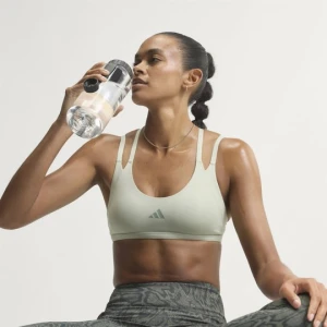 Biustonosz z lekkim wsparciem do ćwiczeń Optimé z paskami z tyłu Adidas Halo Green