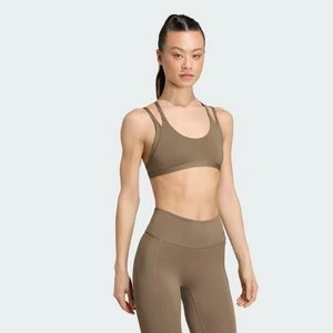 Biustonosz z lekkim wsparciem do ćwiczeń Optimé z paskami z tyłu Adidas Khaki Six
