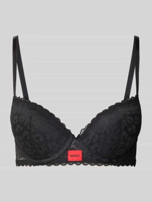 Biustonosz z obszyciem koronką model 'SAVANA PUSH-UP' Hugo Czarny