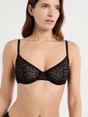 Biustonosz z tiulu w panterkę Etam