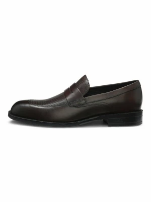 Biznesowe loafersy Boss ciemnobrązowy