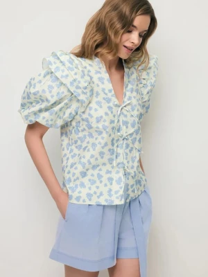 BIZUU bluzka z falbanką damska bawełniana ALIANNA