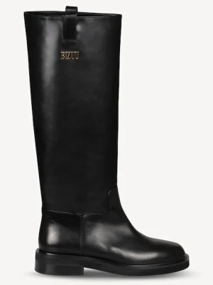 Bizuu kozaki skórzane damskie kolor czarny na płaskim obcasie CALYX